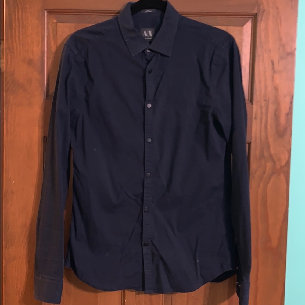 Armani Exchange dark blue long sleeve shirt Small